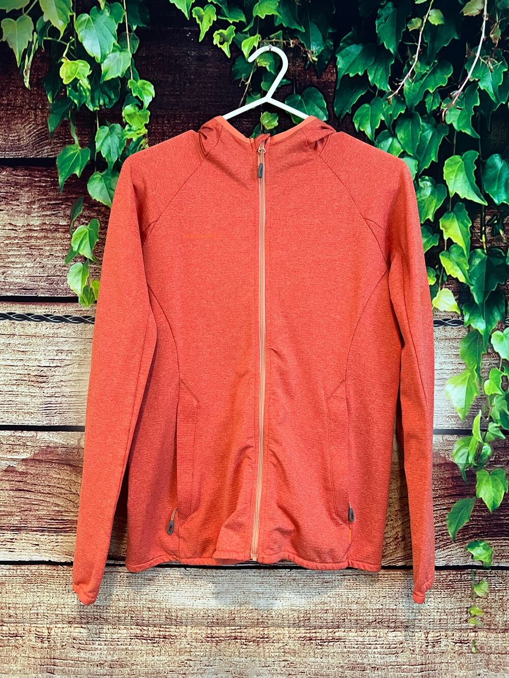 Mammut Full Zip Dri Fit Hoodie Light Jacket Orange Pockets SAMPLE Women's Small